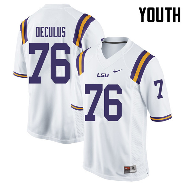 Youth #76 Austin Deculus LSU Tigers College Football Jerseys Sale-White
